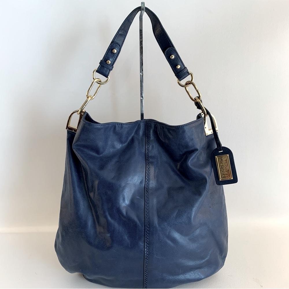Navy Leather Shoulder Bag